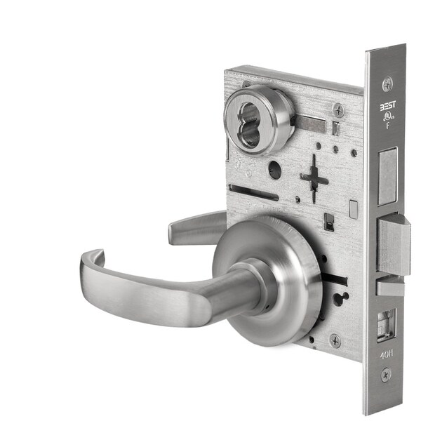 Best Grade 1 Office Mortise Lock, 14 Lever, R Rose, SFIC Housing Less Core, Satin Chrome Finish 45H7AB14R626 - main